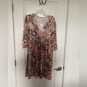 Flowered Pattern A-line dress